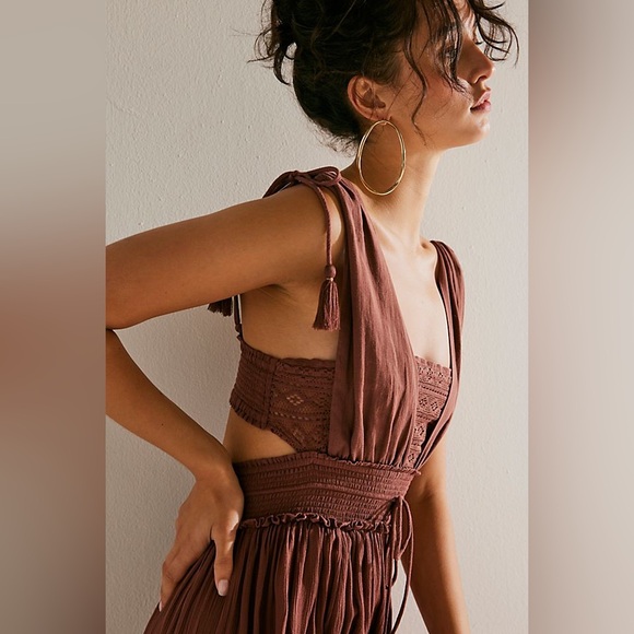 Free People Santa Maria Maxi Dress in Mink/Chocolate - Picture 2 of 8